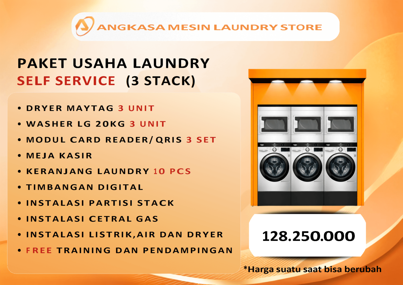 paket mesin laundry self service